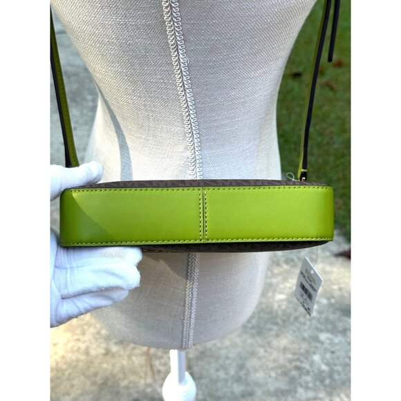 Michael Kors Bryant Meadow Green Small Contrast Convertible Crossbody Pouchette - Picture 6 of 16